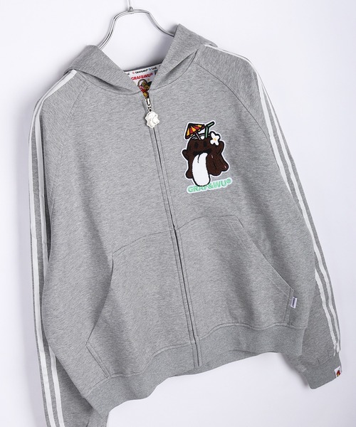 GRAF&WU（グラフアンドユー）の「GRAF&WU グラフアンドウー 1ベロ ダンボール素材 フルジップパーカー フルーツシリーズ（パーカー・メンズ・グレー/ダークグリーン/ブラック×ブルー/ブラック×イエロー/バーガンディー/ブラック×レッド・L/M/XL）」の4枚目の写真