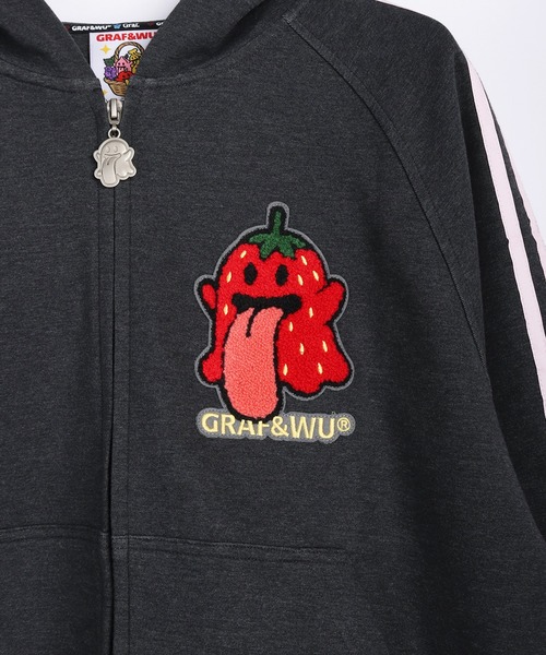 GRAF&WU（グラフアンドユー）の「GRAF&WU グラフアンドウー 1ベロ ダンボール素材 フルジップパーカー フルーツシリーズ（パーカー・メンズ・グレー/ダークグリーン/ブラック×ブルー/ブラック×イエロー/バーガンディー/ブラック×レッド・L/M/XL）」の14枚目の写真