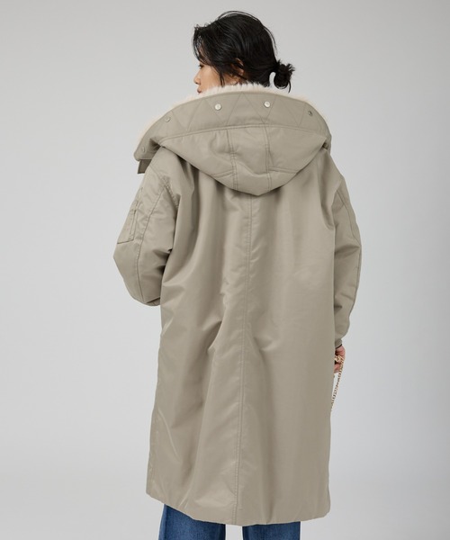 upperhights(アッパーハイツ)の「【upper hights/アッパーハイツ】THE U-2 LONG HOODIE 2WAYロングブルゾン/フーディー/ノーカラー(ブルゾン・レディース・グレイッシュベージュ・フリー)」の2枚目の写真