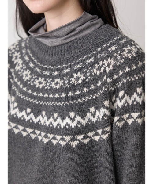 MidiUmi(ミディウミ)の「MidiUmi ノルディックニットプルオーバー(ニット/セーター・レディース・ブラウン/チャコールグレー・FREE)」の9枚目の写真