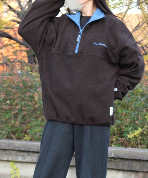 DISCUS ATHLETIC（ディスカス　アスレチック）の「【DISCUS ATHLETIC/ディスカス アスレチック】パイピング配色ハーフＺＩＰハイネック(無地＆総柄)（ブルゾン・レディース・ネイビー/グリーン/ブラウン/その他/オートミール・L/LL/M）」の6枚目の写真
