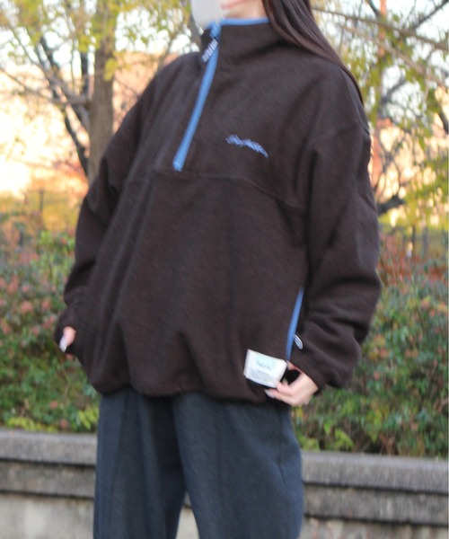 DISCUS ATHLETIC（ディスカス　アスレチック）の「【DISCUS ATHLETIC/ディスカス アスレチック】パイピング配色ハーフＺＩＰハイネック(無地＆総柄)（ブルゾン・レディース・ネイビー/グリーン/ブラウン/その他/オートミール・L/LL/M）」の9枚目の写真