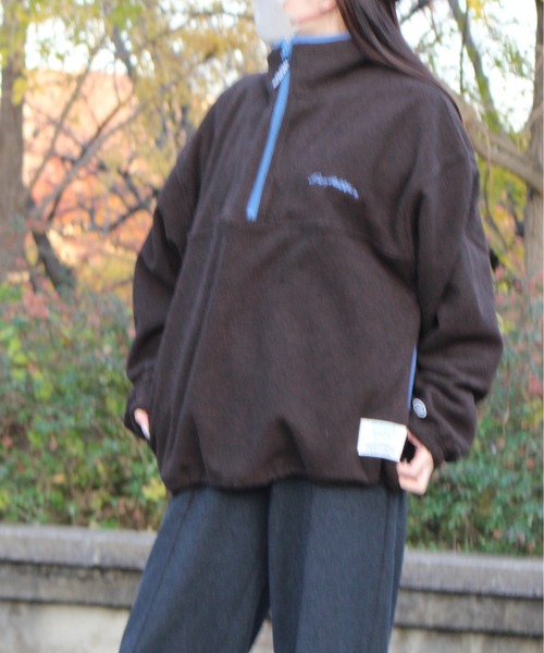 DISCUS ATHLETIC（ディスカス　アスレチック）の「【DISCUS ATHLETIC/ディスカス アスレチック】パイピング配色ハーフＺＩＰハイネック(無地＆総柄)（ブルゾン・レディース・ネイビー/グリーン/ブラウン/その他/オートミール・L/LL/M）」の10枚目の写真