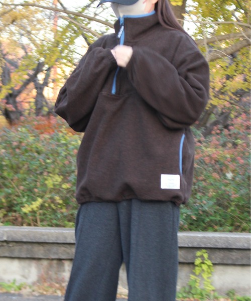 DISCUS ATHLETIC（ディスカス　アスレチック）の「【DISCUS ATHLETIC/ディスカス アスレチック】パイピング配色ハーフＺＩＰハイネック(無地＆総柄)（ブルゾン・レディース・ネイビー/グリーン/ブラウン/その他/オートミール・L/LL/M）」の12枚目の写真