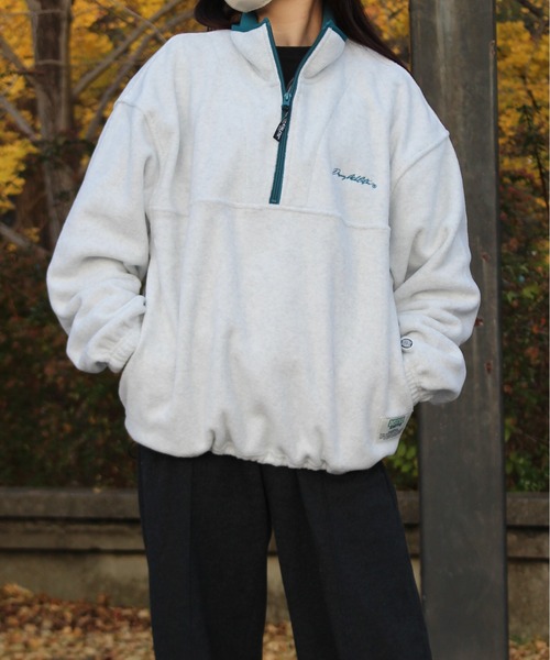 DISCUS ATHLETIC（ディスカス　アスレチック）の「【DISCUS ATHLETIC/ディスカス アスレチック】パイピング配色ハーフＺＩＰハイネック(無地＆総柄)（ブルゾン・レディース・ネイビー/グリーン/ブラウン/その他/オートミール・L/LL/M）」の15枚目の写真