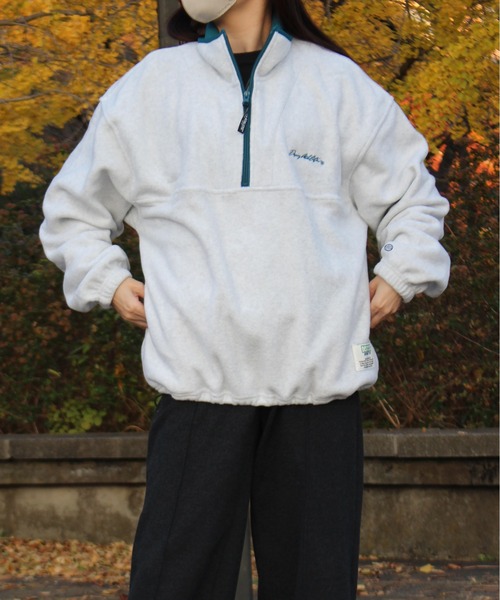 DISCUS ATHLETIC（ディスカス　アスレチック）の「【DISCUS ATHLETIC/ディスカス アスレチック】パイピング配色ハーフＺＩＰハイネック(無地＆総柄)（ブルゾン・レディース・ネイビー/グリーン/ブラウン/その他/オートミール・L/LL/M）」の17枚目の写真