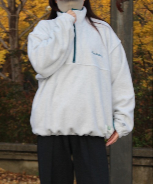 DISCUS ATHLETIC（ディスカス　アスレチック）の「【DISCUS ATHLETIC/ディスカス アスレチック】パイピング配色ハーフＺＩＰハイネック(無地＆総柄)（ブルゾン・レディース・ネイビー/グリーン/ブラウン/その他/オートミール・L/LL/M）」の20枚目の写真