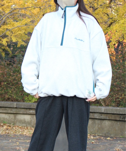 DISCUS ATHLETIC（ディスカス　アスレチック）の「【DISCUS ATHLETIC/ディスカス アスレチック】パイピング配色ハーフＺＩＰハイネック(無地＆総柄)（ブルゾン・レディース・ネイビー/グリーン/ブラウン/その他/オートミール・L/LL/M）」の22枚目の写真