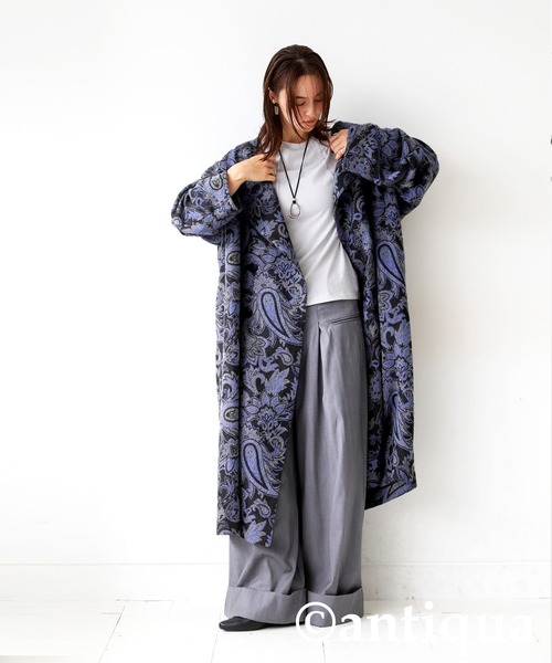 antiqua（アンティカ）の「尾州織り ペイズリー柄 コート（その他アウター・レディース・ブルー系その他・ONESIZE）」の16枚目の写真