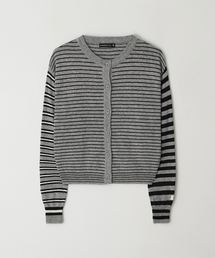 TRIPLE STRIPE HARMONY KNIT CARDIGAN BLACK GREY