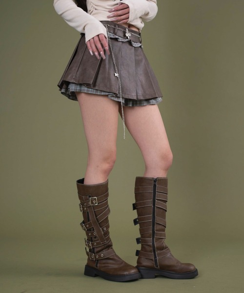 dispark（ディスパーク）の「DISPARK/チェックドッキングプリーツスカパン（スカート・レディース・ブラウン/ブラック・MEDIUM/SMALL）」の12枚目の写真