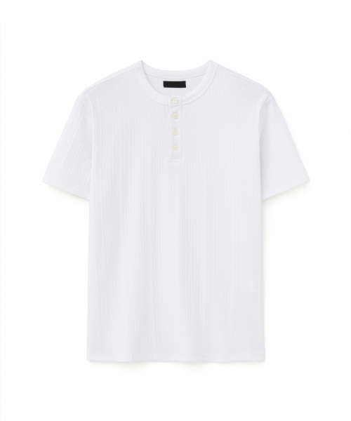 DNSR(ディーエヌエスアール)の「リブヘンリーネックハーフスリーブホワイト(Tシャツ/カットソー・メンズ・その他・MEDIUM/LARGE/X-LARGE)」の1枚目の写真