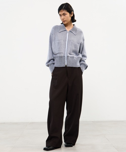 WRAPINKNOT(ラッピンノット)の「【WRAPINKNOT/ラッピンノット】《STUDIOUS別注》 ZIP CROPPED TOPS/ジップクロップドトップス(ニット/セーター・レディース・カーキ/サックスブルー・0)」の21枚目の写真