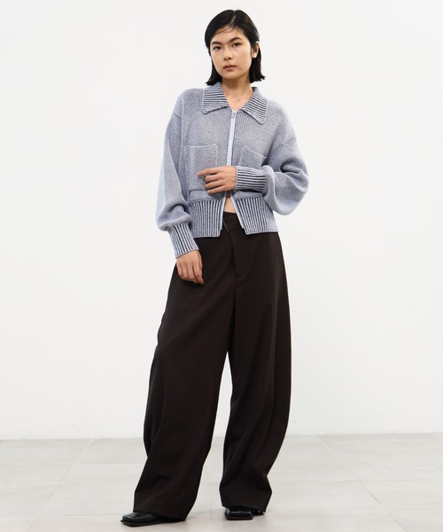 WRAPINKNOT(ラッピンノット)の「【WRAPINKNOT/ラッピンノット】《STUDIOUS別注》 ZIP CROPPED TOPS/ジップクロップドトップス(ニット/セーター・レディース・カーキ/サックスブルー・0)」の20枚目の写真