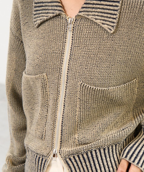 WRAPINKNOT(ラッピンノット)の「【WRAPINKNOT/ラッピンノット】《STUDIOUS別注》 ZIP CROPPED TOPS/ジップクロップドトップス(ニット/セーター・レディース・カーキ/サックスブルー・0)」の14枚目の写真