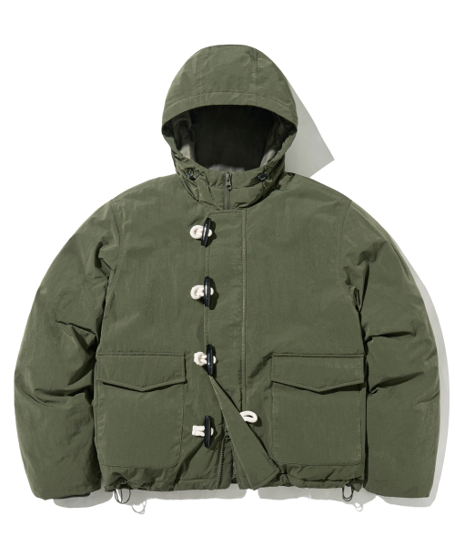 セール】ダッフルフードパディング-カーキ（ダウンジャケット/コート