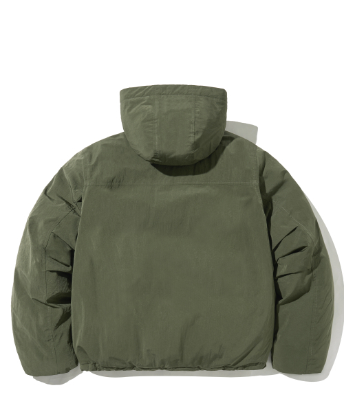 セール】ダッフルフードパディング-カーキ（ダウンジャケット/コート