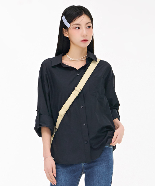 CHASECULT(チェイスカルト)の「レディース オープンカラー袖ロールアップシャツ-ネイビー(シャツ/ブラウス・レディース・ネイビー・90/85)」の5枚目の写真