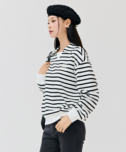 CHASECULT（チェイスカルト）の「レディースストライプカラー スウェットTシャツ-アイボリー（スウェット・レディース・アイボリー・90/85）」の3枚目の写真