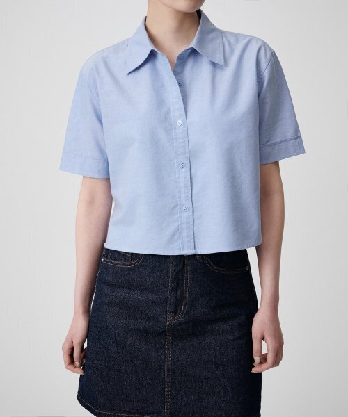 MUSINSA STANDARD WOMAN（ムシンサスタンダードウーマン）の「ウィメンズオックスフォードクロップ半袖シャツ[ブルー]（シャツ/ブラウス・レディース・その他・SMALL/MEDIUM）」の5枚目の写真