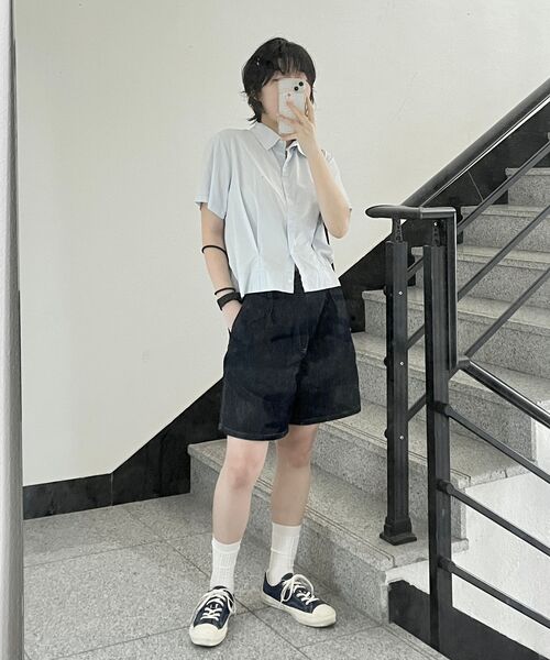 MUSINSA STANDARD WOMAN（ムシンサスタンダードウーマン）の「ウィメンズオックスフォードクロップ半袖シャツ[ブルー]（シャツ/ブラウス・レディース・その他・SMALL/MEDIUM）」の9枚目の写真