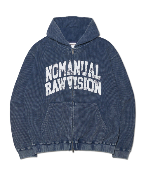 NOMANUAL(NOMANUAL)の「VINTAGE WAFFLE HOODED ZIP-UP - WASHED NAVY(パーカー・レディース・その他・SMALL/MEDIUM/LARGE/X-LARGE)」の1枚目の写真
