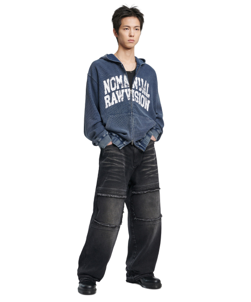 NOMANUAL(NOMANUAL)の「VINTAGE WAFFLE HOODED ZIP-UP - WASHED NAVY(パーカー・レディース・その他・SMALL/MEDIUM/LARGE/X-LARGE)」の3枚目の写真
