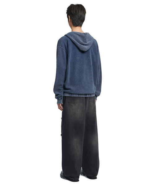 NOMANUAL(NOMANUAL)の「VINTAGE WAFFLE HOODED ZIP-UP - WASHED NAVY(パーカー・レディース・その他・SMALL/MEDIUM/LARGE/X-LARGE)」の4枚目の写真