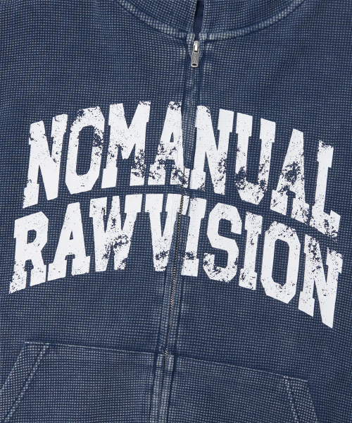 NOMANUAL(NOMANUAL)の「VINTAGE WAFFLE HOODED ZIP-UP - WASHED NAVY(パーカー・レディース・その他・SMALL/MEDIUM/LARGE/X-LARGE)」の5枚目の写真