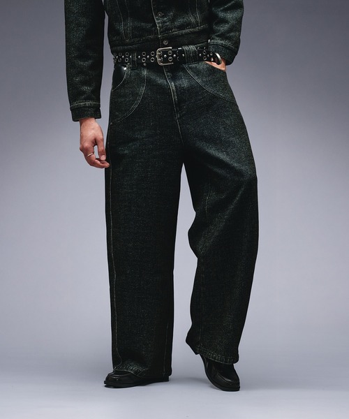 ANDER HUNK（アンダーハンク）の「Overdyed Flocky Denim Pants / オーバーダイフロッキーデニムパンツ（デニムパンツ・メンズ・ブラック系/ダークインディゴブルー・SMALL/LARGE/MEDIUM）」の20枚目の写真