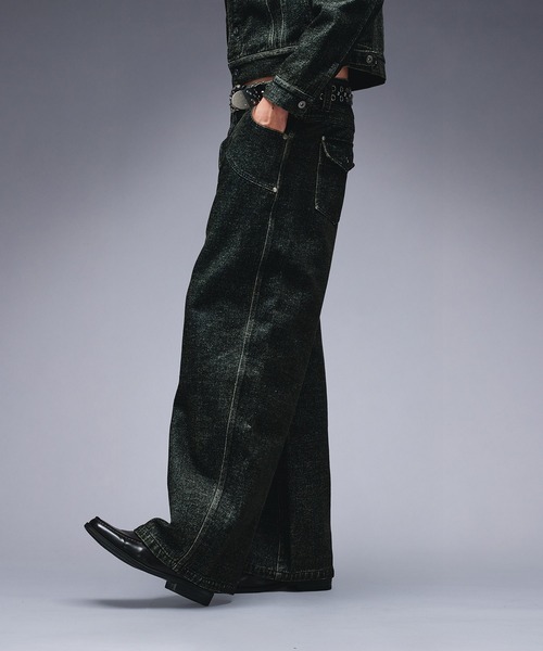 ANDER HUNK（アンダーハンク）の「Overdyed Flocky Denim Pants / オーバーダイフロッキーデニムパンツ（デニムパンツ・メンズ・ブラック系/ダークインディゴブルー・SMALL/LARGE/MEDIUM）」の22枚目の写真