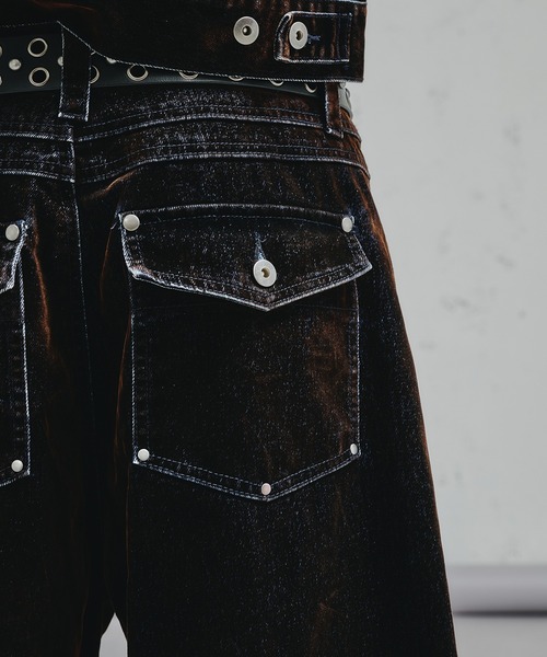 ANDER HUNK（アンダーハンク）の「Overdyed Flocky Denim Pants / オーバーダイフロッキーデニムパンツ（デニムパンツ・メンズ・ブラック系/ダークインディゴブルー・SMALL/LARGE/MEDIUM）」の11枚目の写真