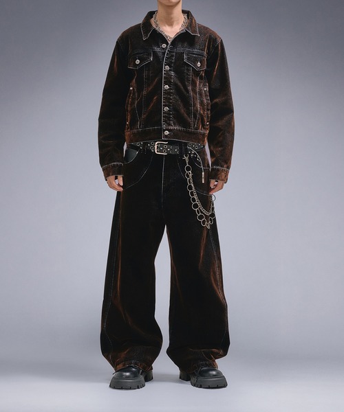 ANDER HUNK（アンダーハンク）の「Overdyed Flocky Denim Pants / オーバーダイフロッキーデニムパンツ（デニムパンツ・メンズ・ブラック系/ダークインディゴブルー・SMALL/LARGE/MEDIUM）」の16枚目の写真