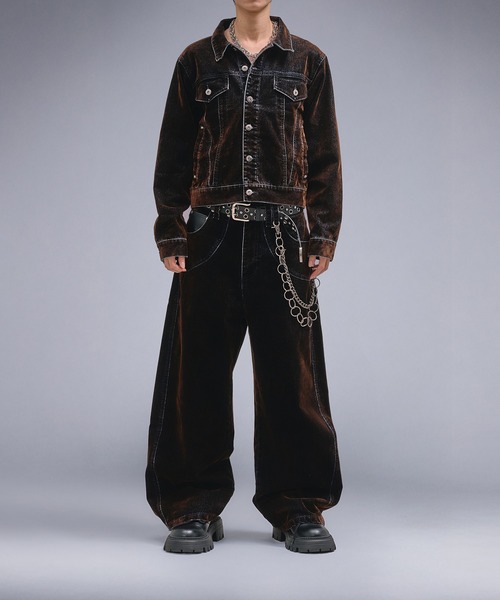 ANDER HUNK（アンダーハンク）の「Overdyed Flocky Denim Pants / オーバーダイフロッキーデニムパンツ（デニムパンツ・メンズ・ブラック系/ダークインディゴブルー・SMALL/LARGE/MEDIUM）」の12枚目の写真