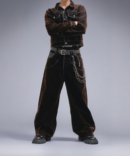 ANDER HUNK（アンダーハンク）の「Overdyed Flocky Denim Pants / オーバーダイフロッキーデニムパンツ（デニムパンツ・メンズ・ブラック系/ダークインディゴブルー・SMALL/LARGE/MEDIUM）」の14枚目の写真