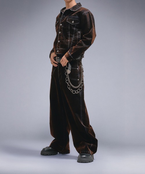 ANDER HUNK（アンダーハンク）の「Overdyed Flocky Denim Pants / オーバーダイフロッキーデニムパンツ（デニムパンツ・メンズ・ブラック系/ダークインディゴブルー・SMALL/LARGE/MEDIUM）」の19枚目の写真