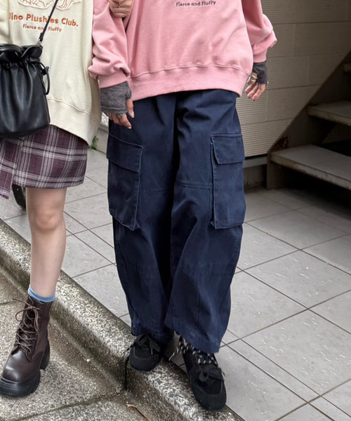 DOUBLE NAME(ダブルネーム)の「顔料染め起毛ツイルタックバルーンカーゴパンツ(カーゴパンツ・レディース・ピンク/ベージュ/ネイビー・FREE)」の12枚目の写真