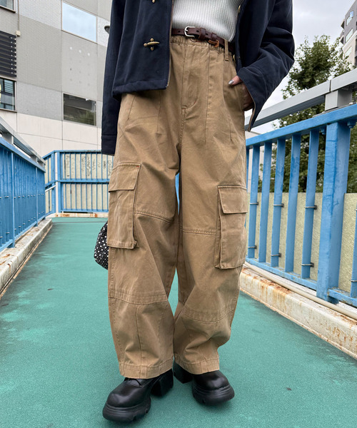 DOUBLE NAME(ダブルネーム)の「顔料染め起毛ツイルタックバルーンカーゴパンツ(カーゴパンツ・レディース・ピンク/ベージュ/ネイビー・FREE)」の15枚目の写真