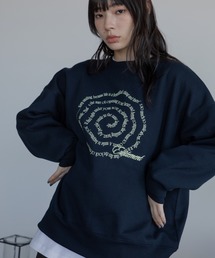 渦ウェーブロゴ刺繍トレーナー/裏起毛/新色追加