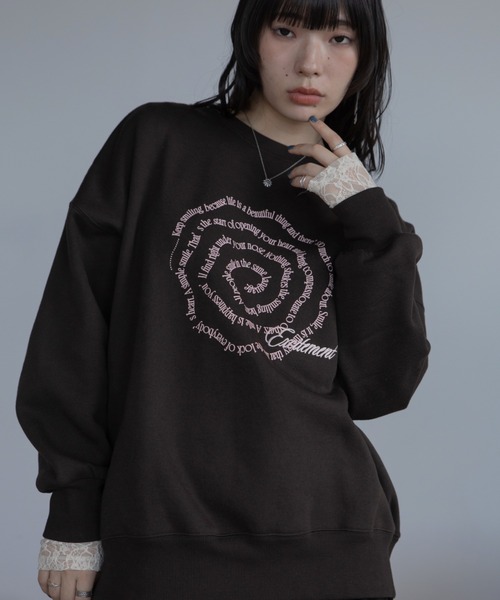 VACANCY(ヴァカンシー)の「渦ウェーブロゴ刺繍トレーナー/裏起毛/新色追加(スウェット・レディース・グレー/ブラウン/ネイビー/チャコールグレー・FREE)」の3枚目の写真