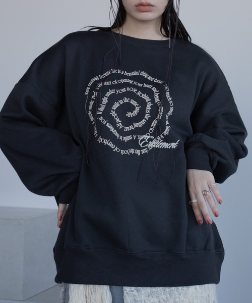 VACANCY(ヴァカンシー)の「渦ウェーブロゴ刺繍トレーナー/裏起毛/新色追加(スウェット・レディース・グレー/ブラウン/ネイビー/チャコールグレー・FREE)」の2枚目の写真