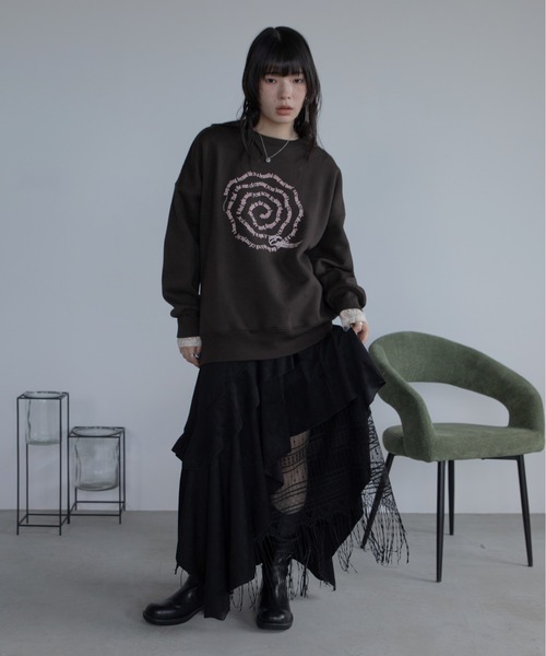 VACANCY(ヴァカンシー)の「渦ウェーブロゴ刺繍トレーナー/裏起毛/新色追加(スウェット・レディース・グレー/ブラウン/ネイビー/チャコールグレー・FREE)」の8枚目の写真