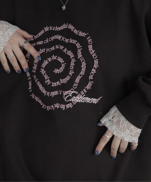 VACANCY(ヴァカンシー)の「渦ウェーブロゴ刺繍トレーナー/裏起毛/新色追加(スウェット・レディース・グレー/ブラウン/ネイビー/チャコールグレー・FREE)」の11枚目の写真