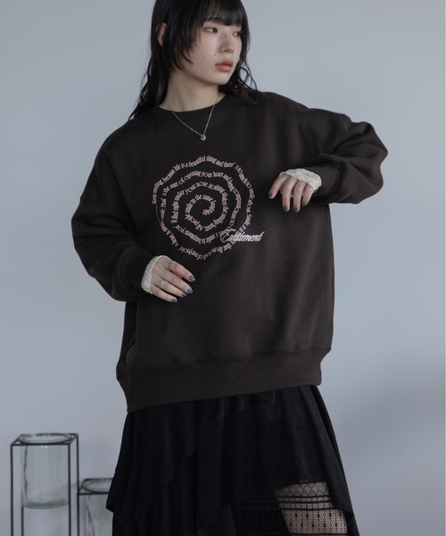 VACANCY(ヴァカンシー)の「渦ウェーブロゴ刺繍トレーナー/裏起毛/新色追加(スウェット・レディース・グレー/ブラウン/ネイビー/チャコールグレー・FREE)」の5枚目の写真