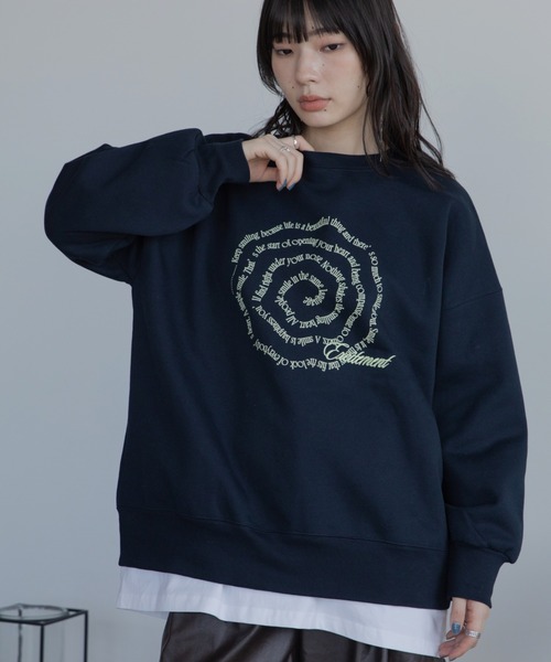 VACANCY(ヴァカンシー)の「渦ウェーブロゴ刺繍トレーナー/裏起毛/新色追加(スウェット・レディース・グレー/ブラウン/ネイビー/チャコールグレー・FREE)」の13枚目の写真