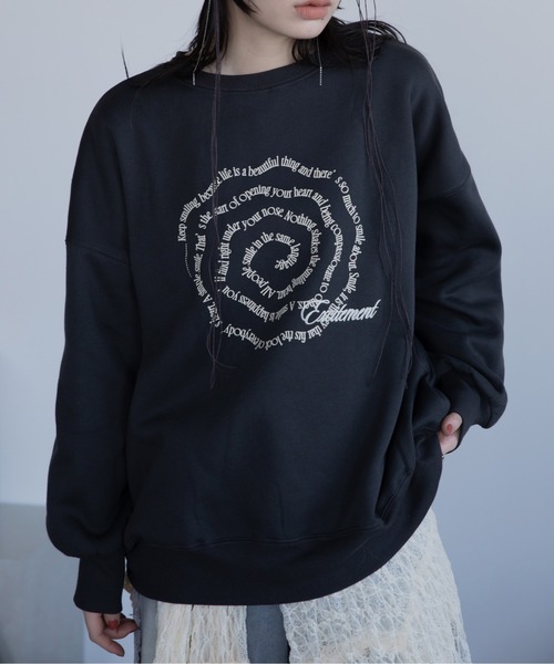 渦ウェーブロゴ刺繍トレーナー/裏起毛/新色追加（スウェット