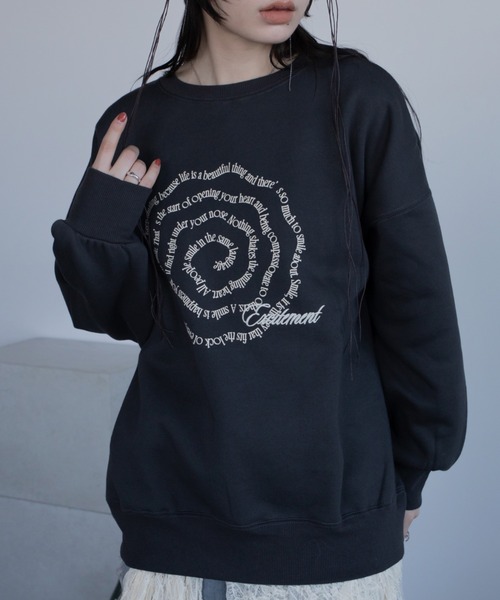 渦ウェーブロゴ刺繍トレーナー/裏起毛/新色追加（スウェット