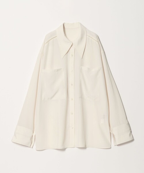 EMMEL REFINES(エメルリファインズ)の「<EMMEL REFINES>EM ハシゴレース トロミシャツ(シャツ/ブラウス・レディース・オリーブ/オフホワイト・FREE)」の2枚目の写真