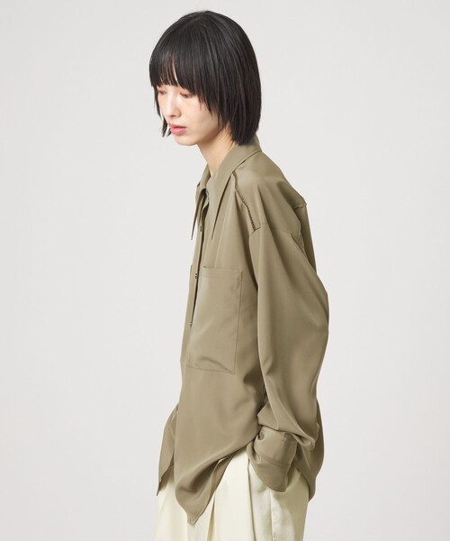 EMMEL REFINES(エメルリファインズ)の「<EMMEL REFINES>EM ハシゴレース トロミシャツ(シャツ/ブラウス・レディース・オリーブ/オフホワイト・FREE)」の3枚目の写真