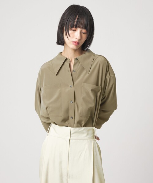 EMMEL REFINES(エメルリファインズ)の「<EMMEL REFINES>EM ハシゴレース トロミシャツ(シャツ/ブラウス・レディース・オリーブ/オフホワイト・FREE)」の9枚目の写真